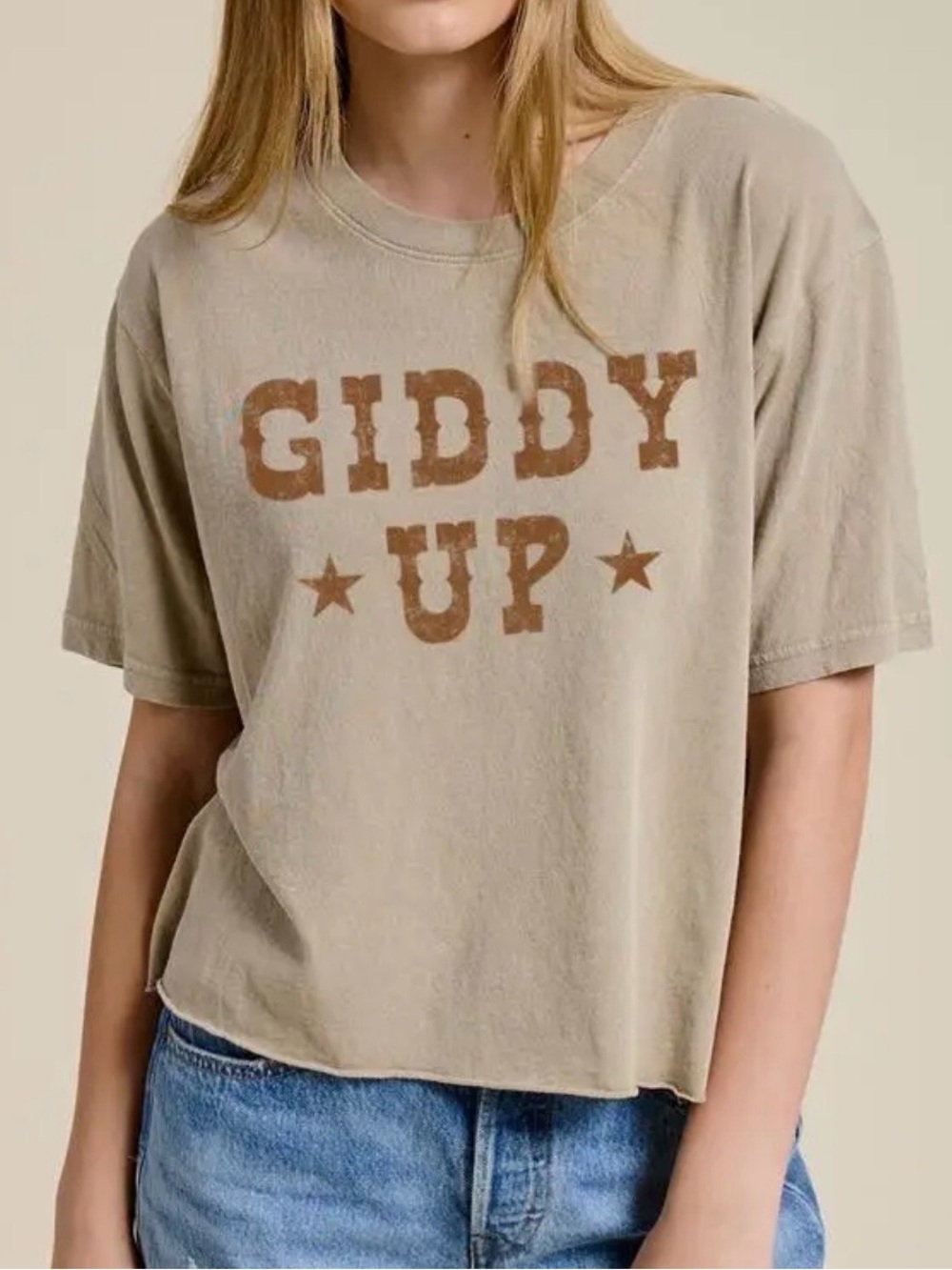 Giddy Up Short Sleeve Tee - Taupe